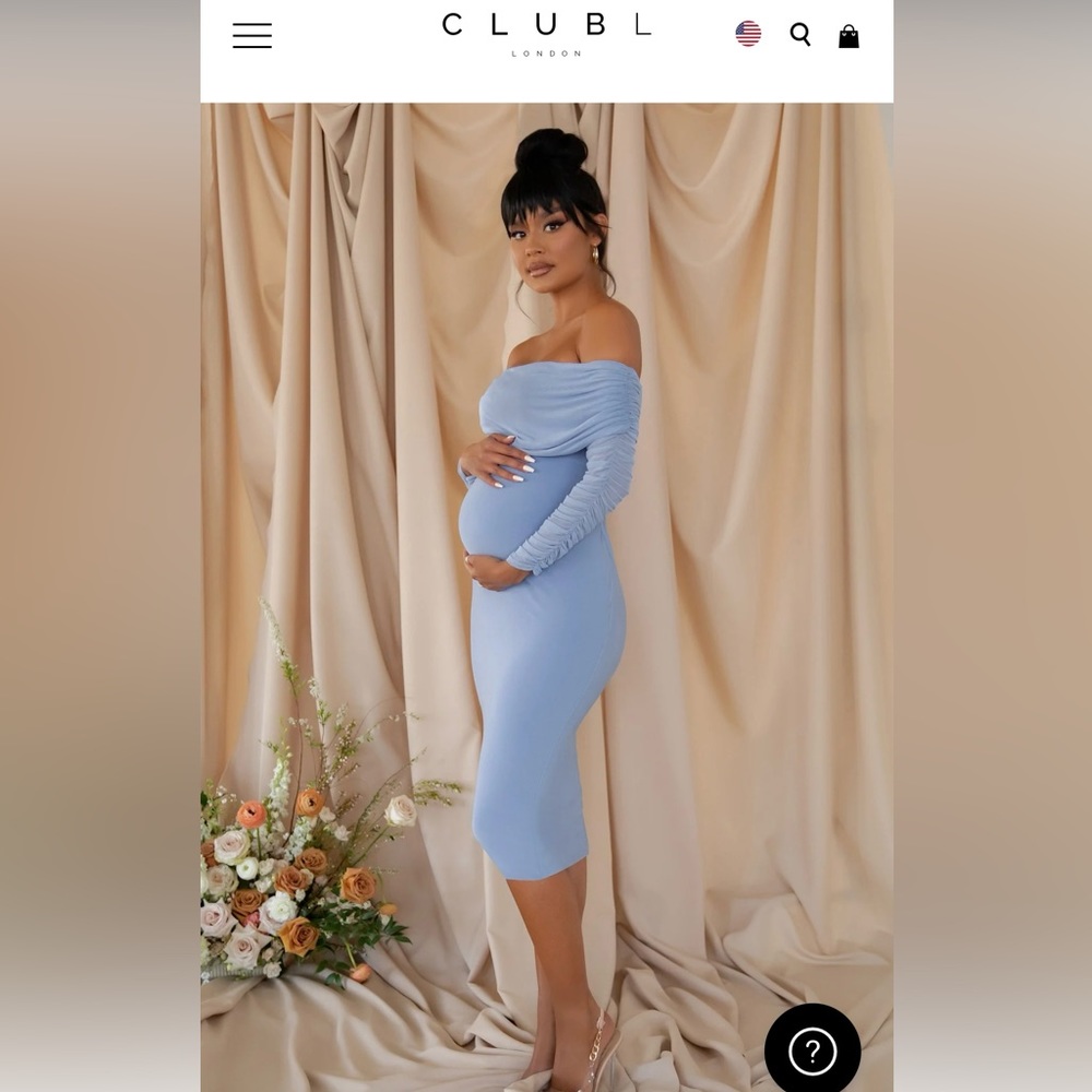 Club L London powder blue strapless maternity dress size 12